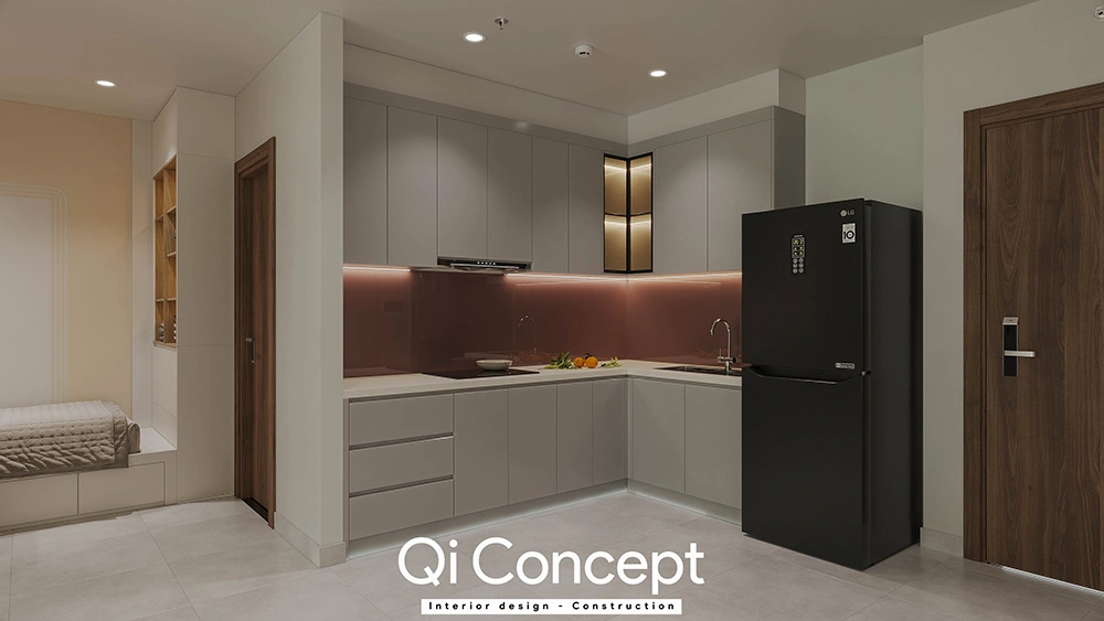 Hệ tủ bếp chữ L hiện đại MT Eastmark 1+1PN