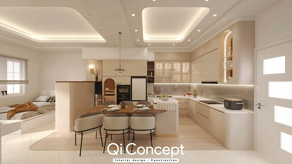 Không gian nội thất mở nhà phố quận 3 hiện đại