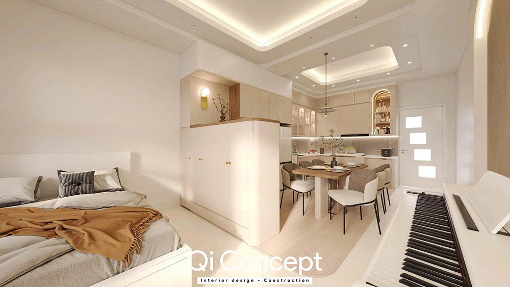 Thiết kế phòng đa năng nhà phố quận 3 tối giản