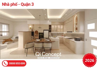 Thiết kế nội thất nhà phố Quận 3: Nghệ thuật tối giản & Báo giá thi công