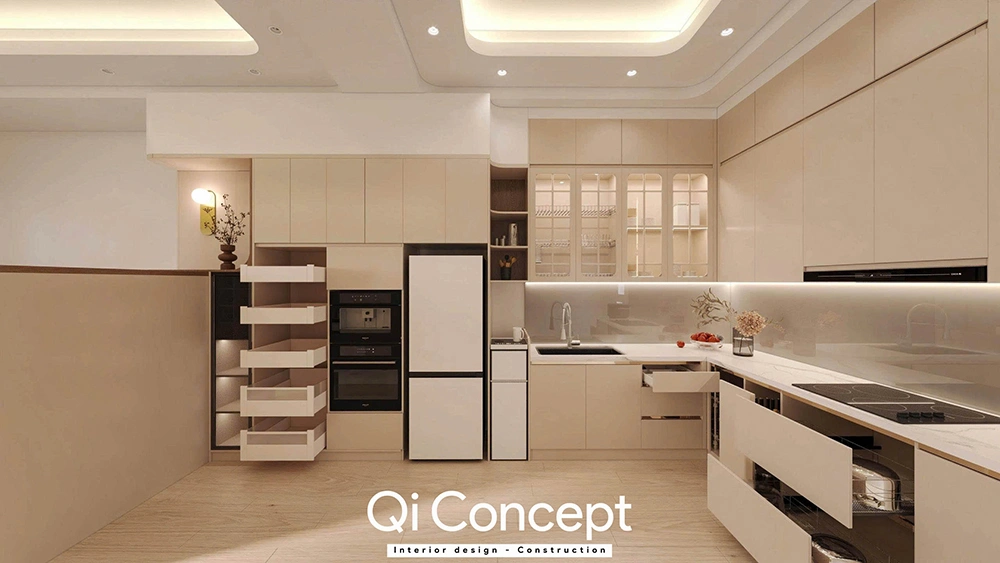 Hệ tủ bếp thông minh nhà phố quận 3 tối ưu công năng