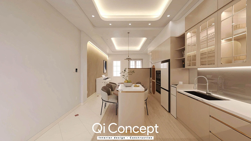 Toàn cảnh không gian bếp nhà phố quận 3 tinh tế