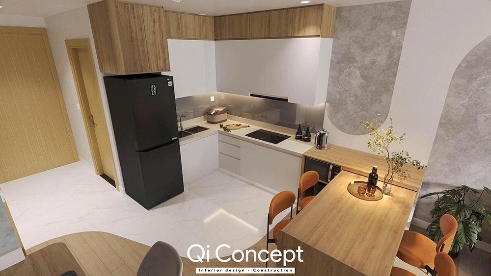 Quầy bar mini trang trí nội thất nhà bếp tiện nghi