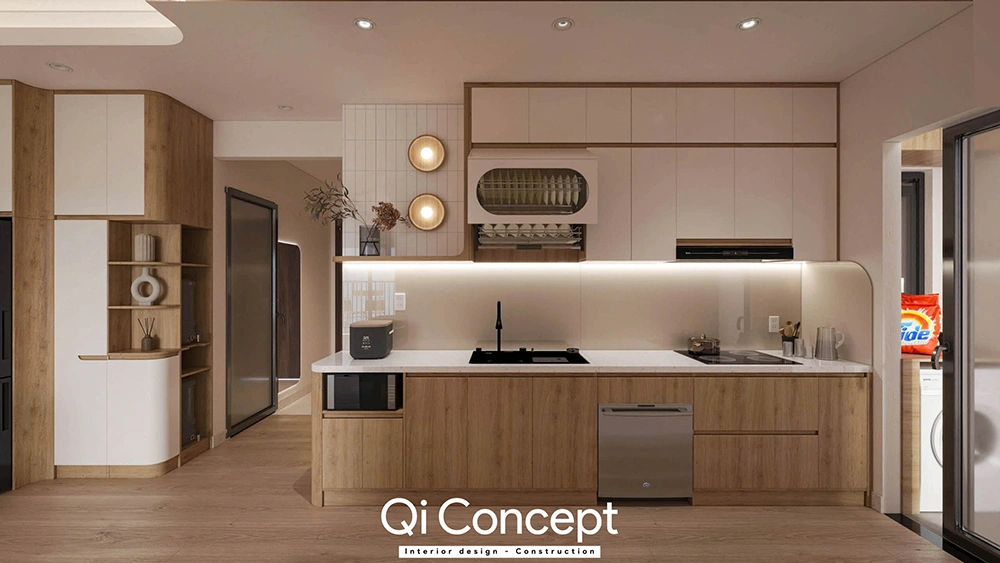 Hệ tủ kịch trần trang trí nội thất nhà bếp hiện đại