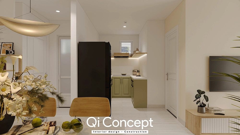 Góc nhìn từ phòng khách sang bếp thiết kế nội thất Moonlight Parkview
