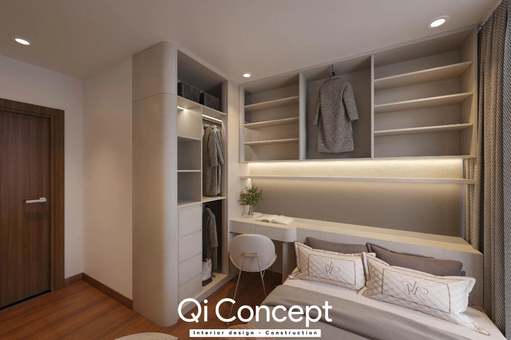 Tủ quần áo không cánh bo góc căn hộ Eco Green