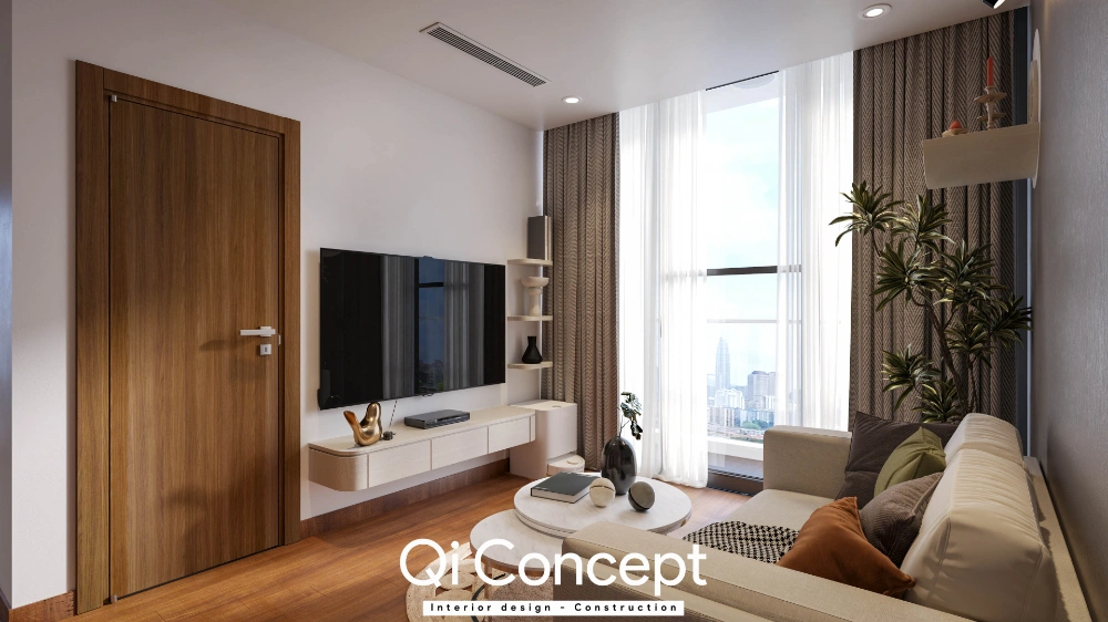 Góc nhìn từ sofa phòng khách căn hộ Eco Green