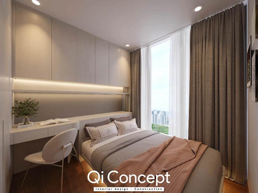 Bố trí phòng ngủ nhỏ tối giản dự án Eco Green