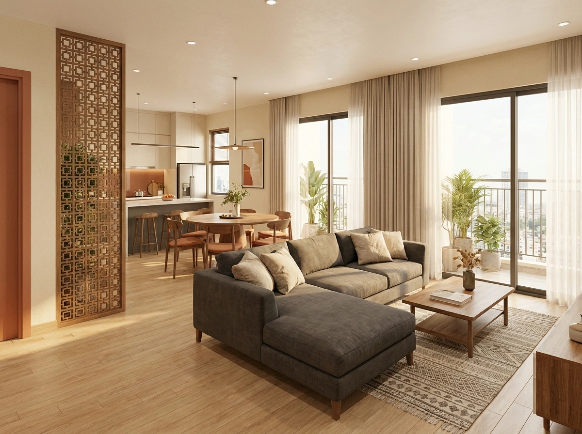 Phong cách tối giản mộc mạc khi thiết kế nội thất chung cư 100m2