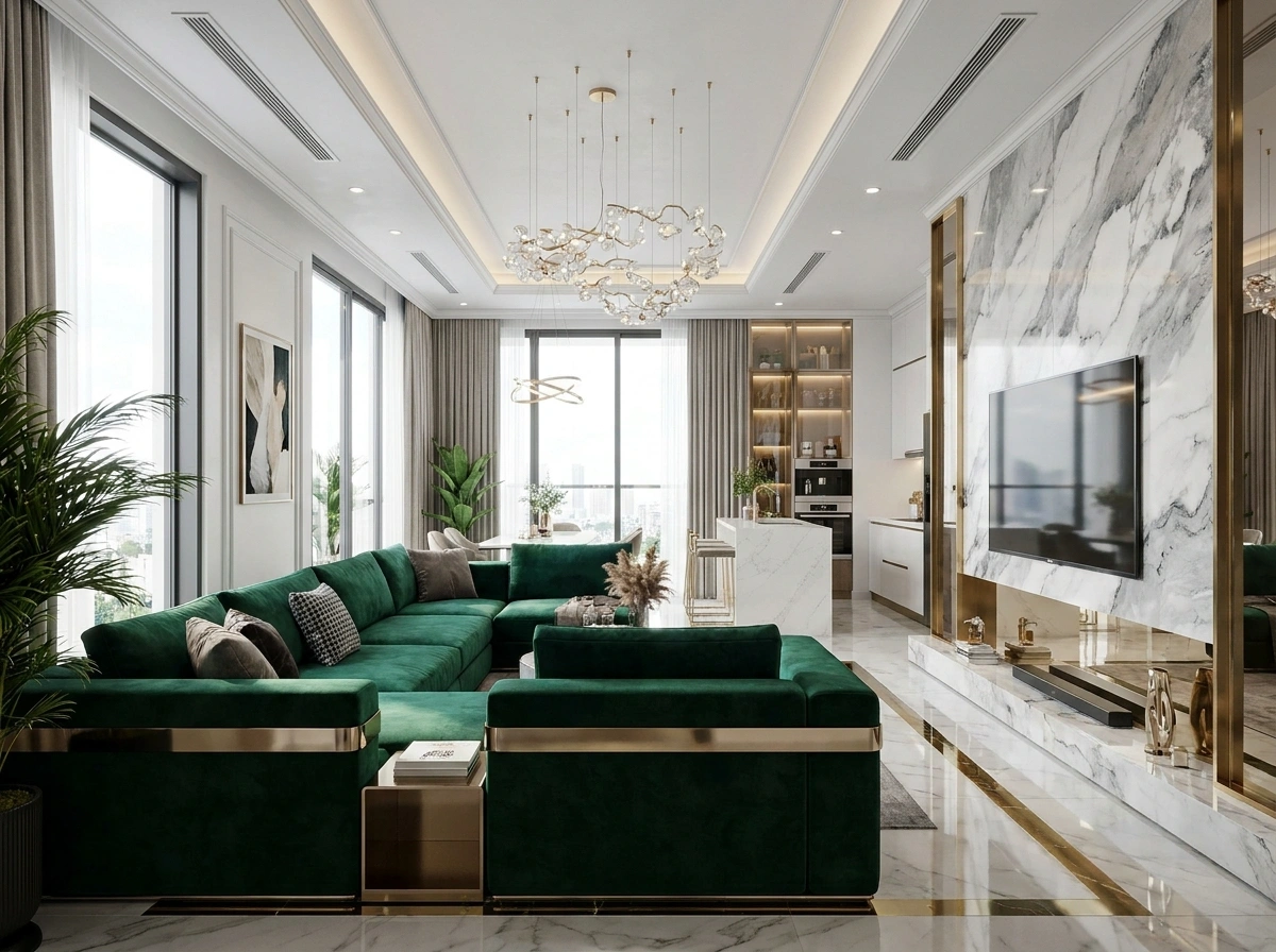 Lối bày trí nội thất phẳng khi thiết kế nội thất chung cư 100m2