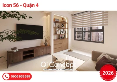 Thiết Kế Nội Thất Icon 56 Quận 4 Căn Hộ 2PN Hiện Đại Tối Giản 2026