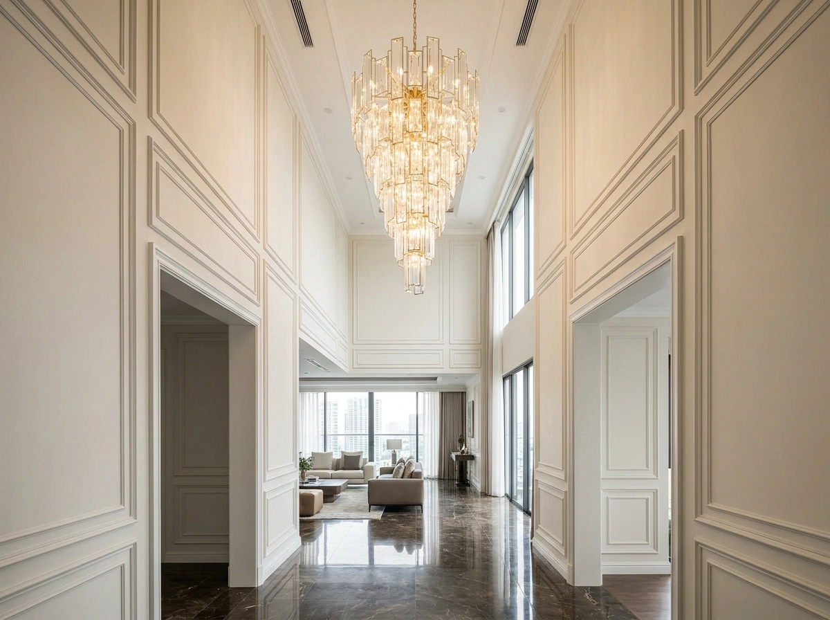 Sảnh đón tân cổ điển sang trọng của thiết kế nội thất penthouse