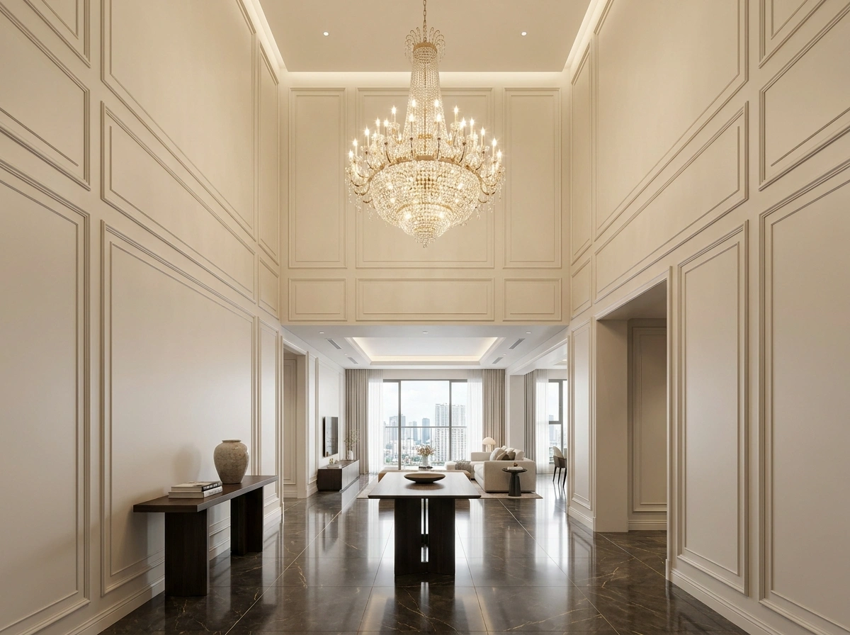 Hệ hành lang thông thoáng khi thiết kế nội thất penthouse