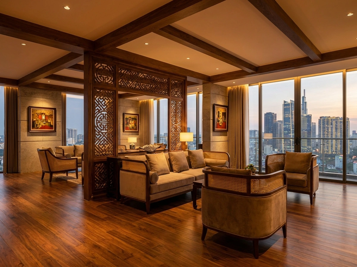 Phong cách Indochine độc đáo trong thiết kế nội thất penthouse