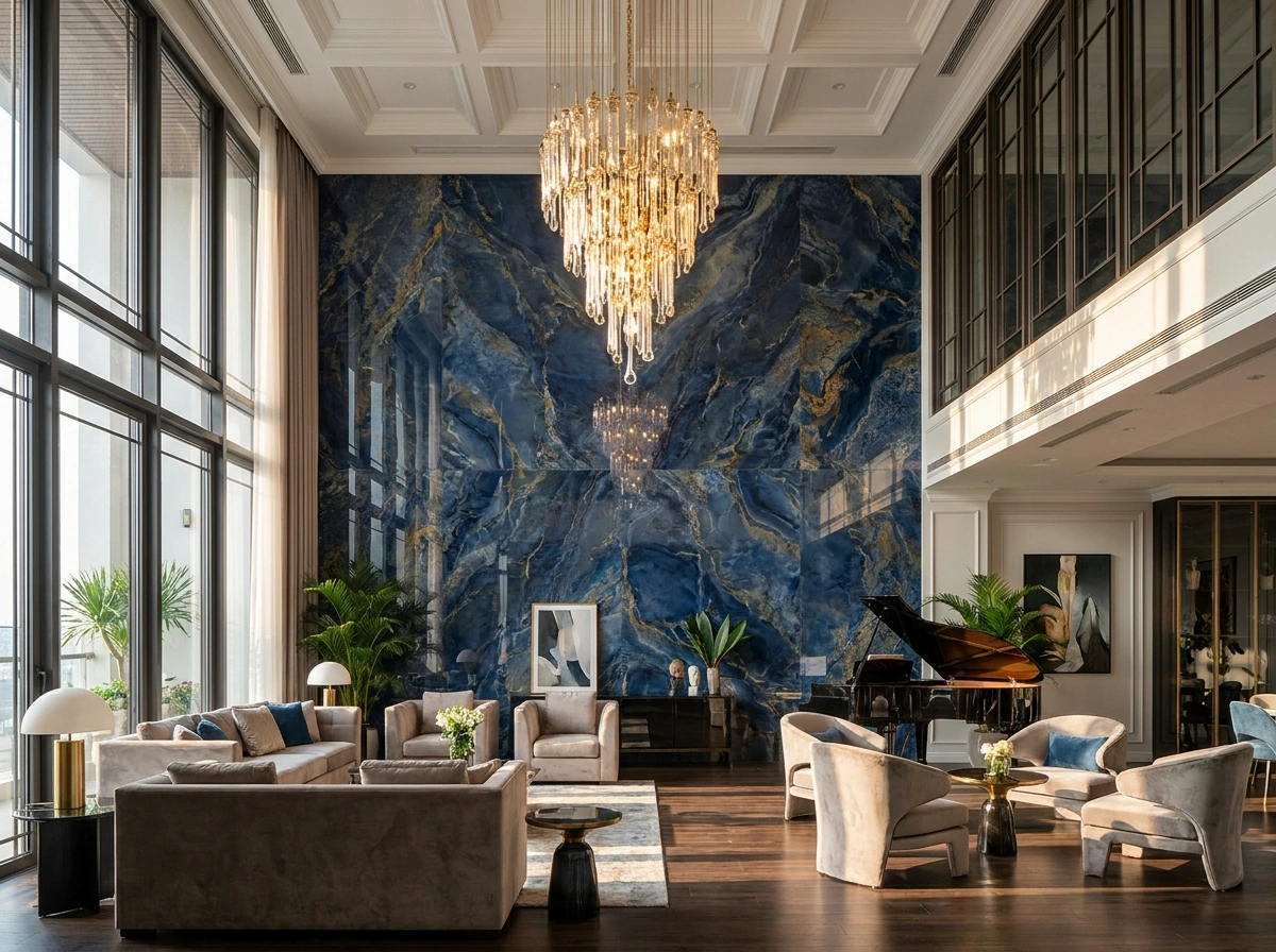 Bố trí phòng khách xa hoa khi thiết kế nội thất penthouse