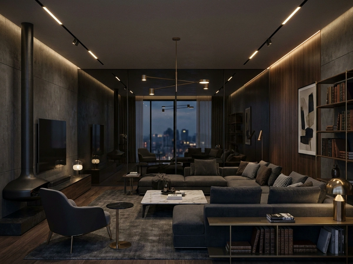 Phong cách tối giản tone trầm khi thiết kế nội thất penthouse