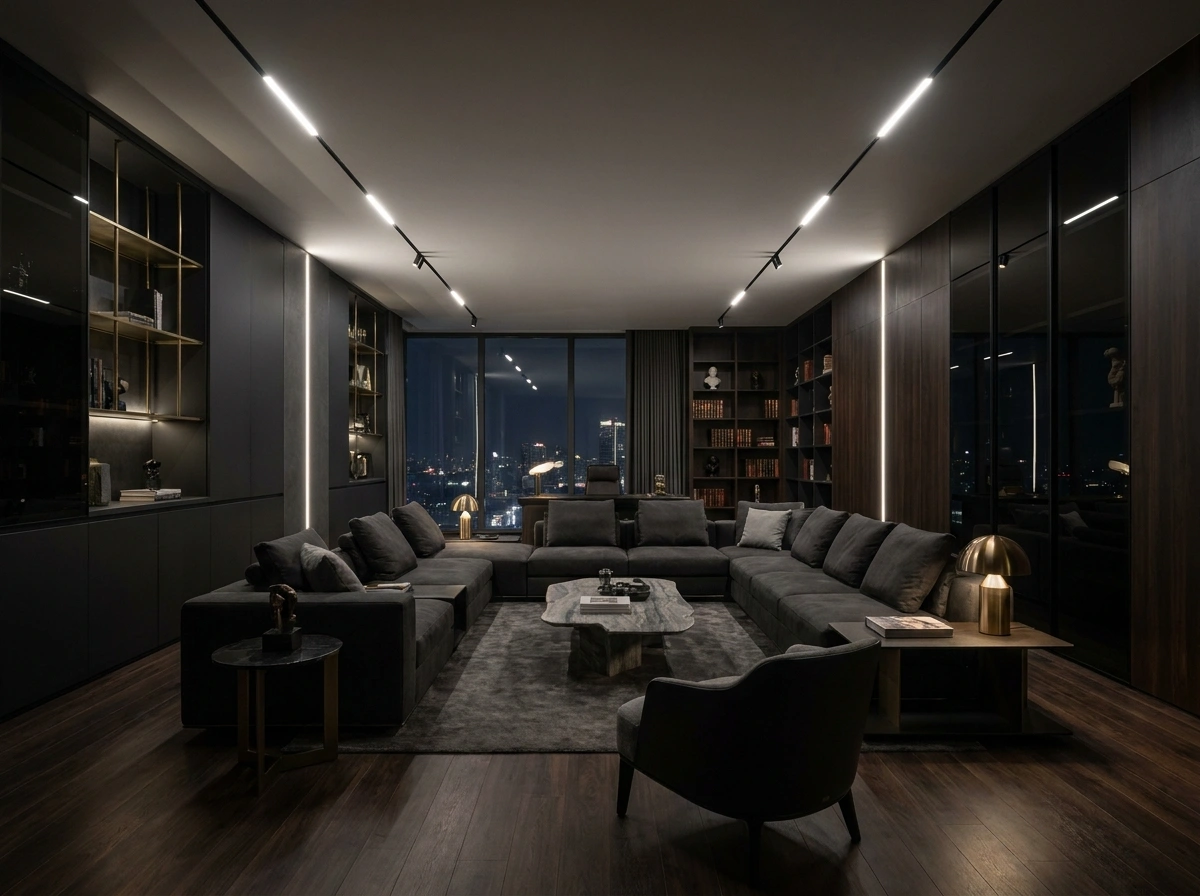 Sofa da cao cấp tạo điểm nhấn cho thiết kế nội thất penthouse