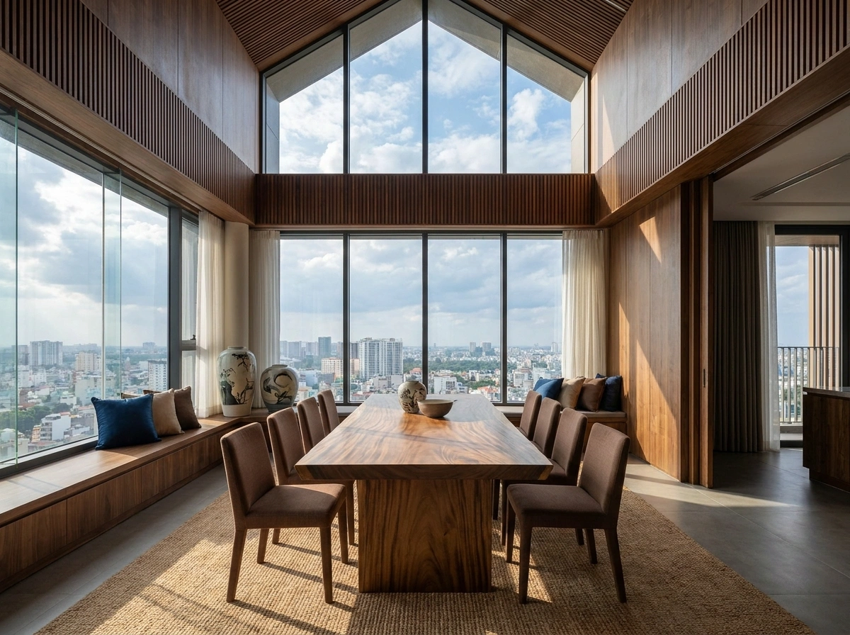 Không gian thông tầng hiện đại trong thiết kế nội thất penthouse