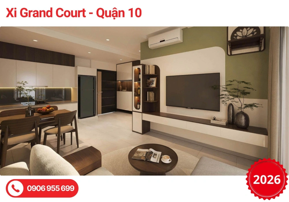 Thiết Kế Nội Thất Căn Hộ Xi Grand Court 2 Phòng Ngủ Hiện Đại