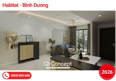Thiết Kế Nội Thất Căn Hộ Habitat 2 Phòng Ngủ Hiện Đại Tối Giản