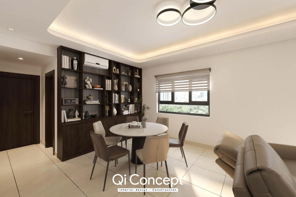 Bàn ăn sáu chỗ và hệ tủ trang trí tại Topaz Twins