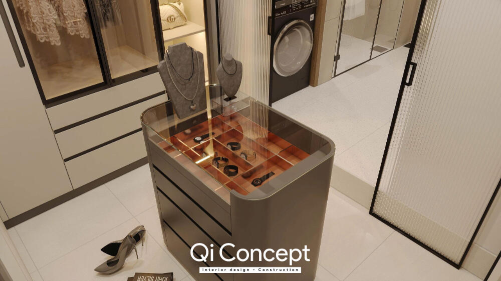 Phối cảnh đảo phụ kiện trong phòng thay đồ Prosper Plaza