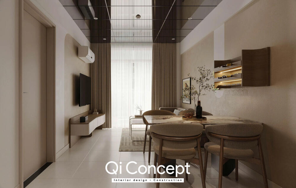 Phối cảnh lối vào và khu khách bếp căn hộ Prosper Plaza