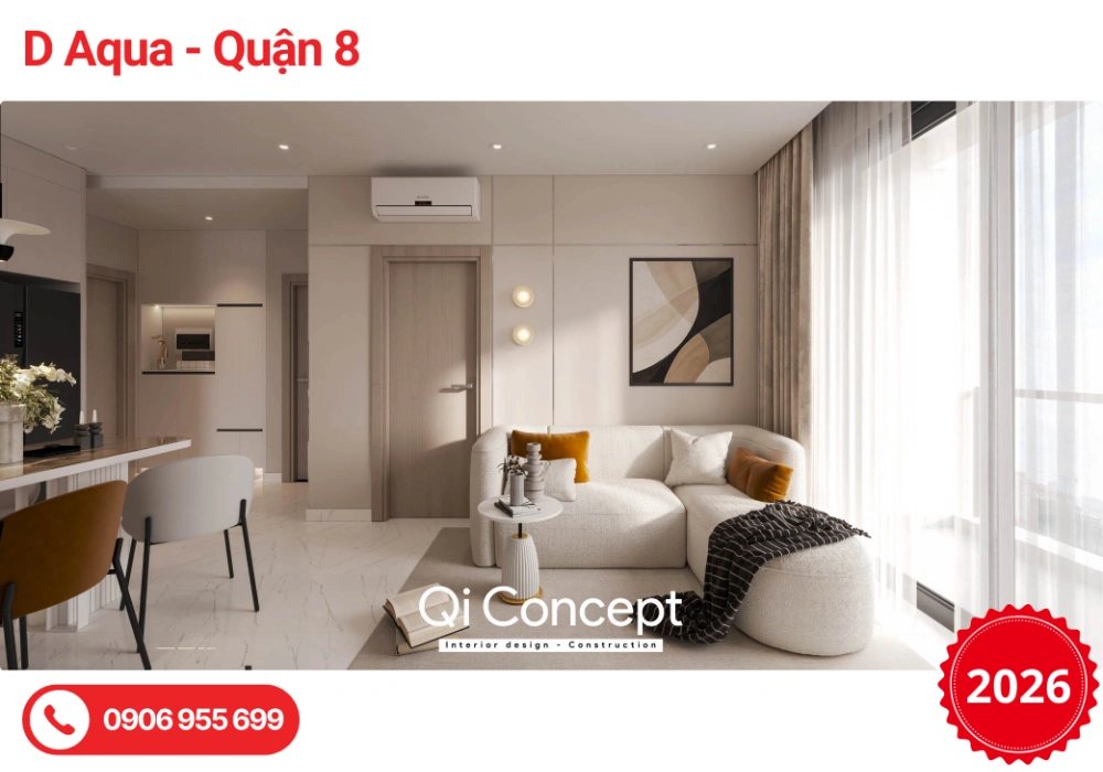 Mẫu Thiết Kế Căn Hộ D Aqua 2PN 71m2 Hiện Đại Tối Giản