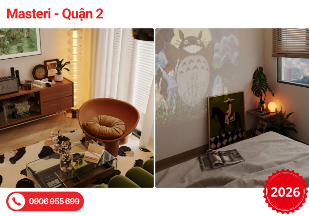 Thiết Kế Nội Thất Masteri 80m2 Style Eclectic Giàu Màu Sắc