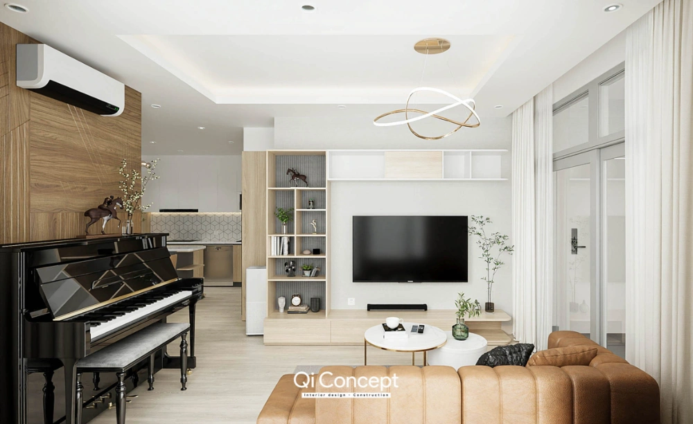 Kệ tivi và piano trong thiết kế căn hộ Star Hill