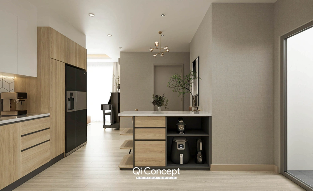 Đảo bếp tích hợp lưu trữ căn hộ Star Hill 87m2