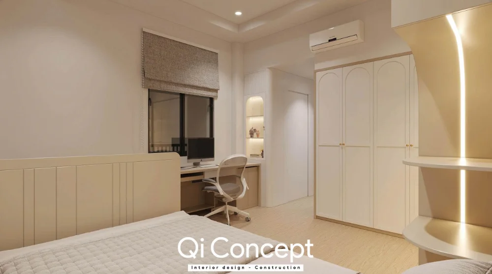 Góc tủ và bàn học, trùng các ảnh phòng ngủ phụ được chọn