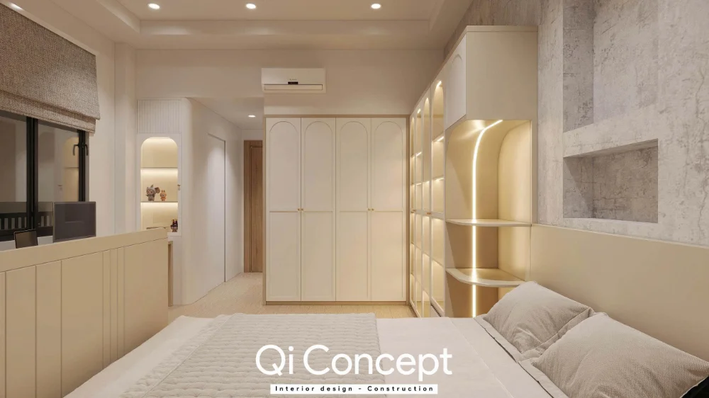 Góc đối diện trùng hệ tủ và kệ ảnh 18
