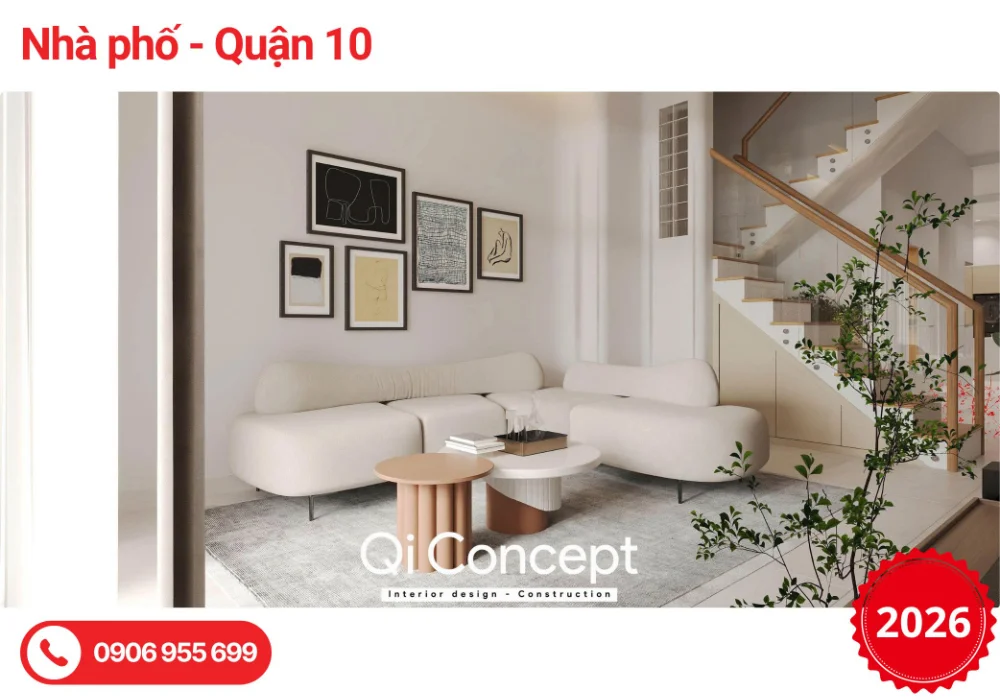 Mẫu thiết kế nội thất nhà phố Quận 10 phong cách Japandi