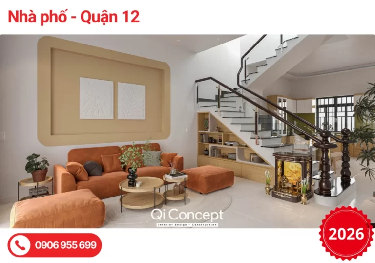 Mẫu Thiết Kế Nội Thất Nhà Phố Quận 12 Hiện Đại Cho Nhà 2 Tầng